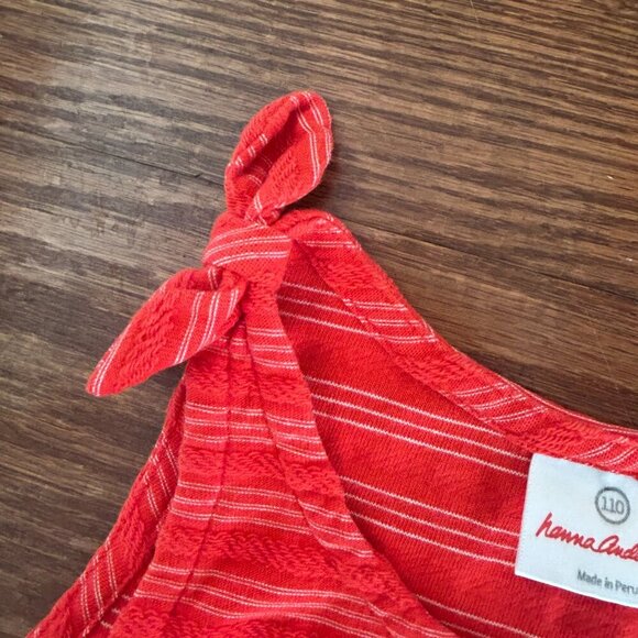 Hanna Andersson  Red Tank Dress Striped With Pocket Cotton Size  5 Size 110 - Picture 7 of 10